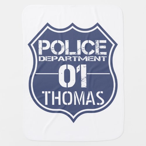 Personalize Police Department Shield 01 _ Any Name Receiving Blanket