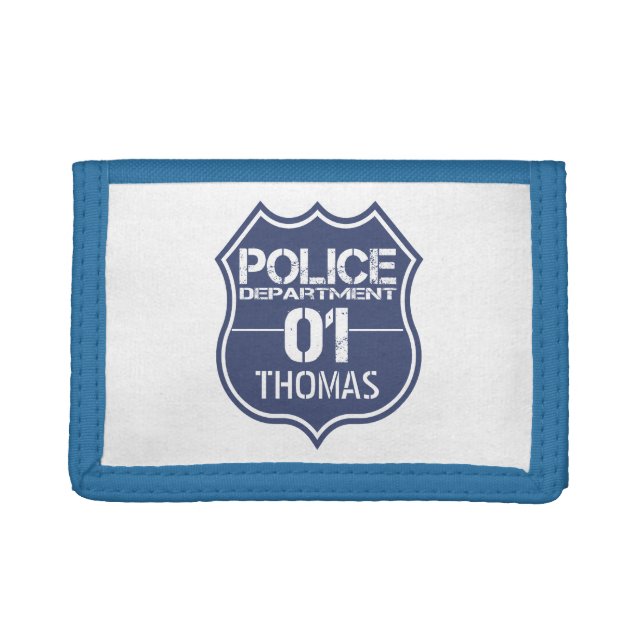 Personalize Police Department Shield 01 - Any Name Tri-fold Wallet (Front)