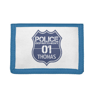 Personalize Police Department Shield 01 - Any Name Trifold Wallet