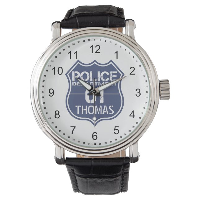 Personalize Police Department Shield 01 - Any Name Watch (Front)