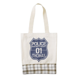 Personalize Police Department Shield 01 - Any Name Zazzle HEART Tote Bag