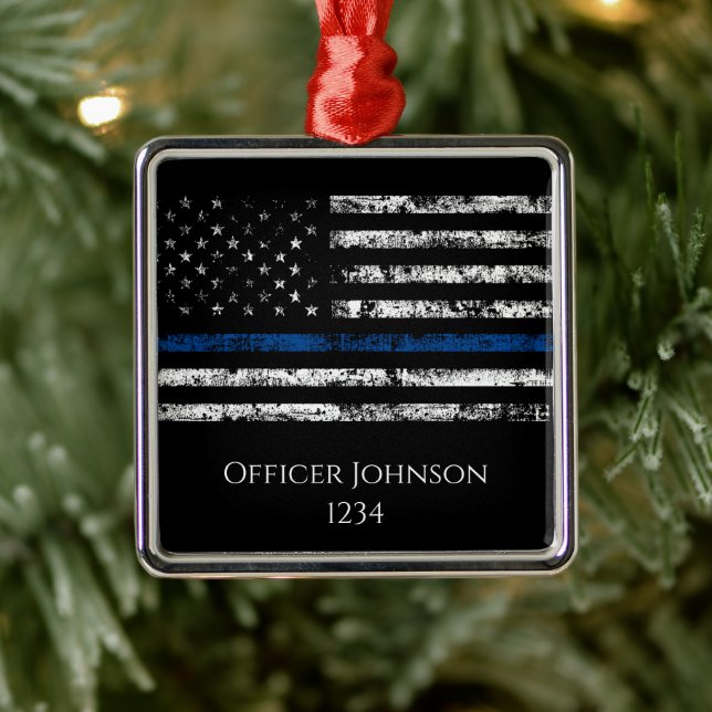Personalize police officer gift  metal ornament (Tree)