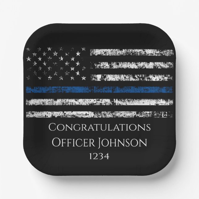 Personalize police officer gift  paper plates (Front)
