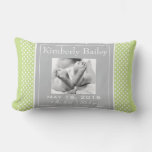 Personalize Polka Dots Nursery Birth Announcement Lumbar Pillow at Zazzle