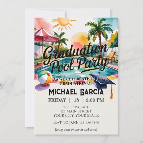 Personalize Pool Graduation Party Funny Memory 