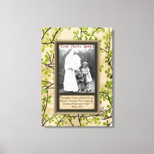 Personalize Portrait in Spring Branches Faux Frame Canvas Print