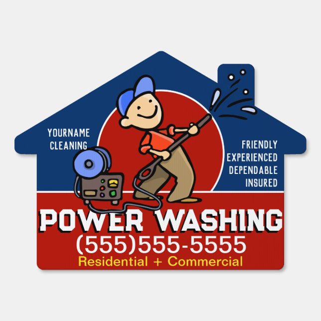 Personalize! Power Washing Pressure Cleaning Promo Sign (Front)
