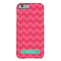 Personalize Preppy Pink Chevron Monogram Barely There iPhone 6 Case