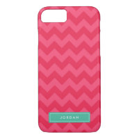 Personalize Preppy Pink Chevron Monogram iPhone 8/7 Case