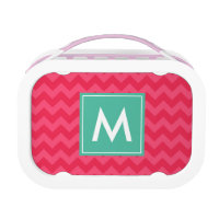 Personalize Preppy Pink Chevron Monogram Lunch Box