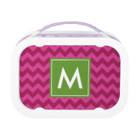 Personalize Preppy Purple Chevron Monogram Lunch Box