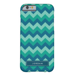 Personalize Preppy Teal Blue Chevron Monogram Barely There iPhone 6 Case