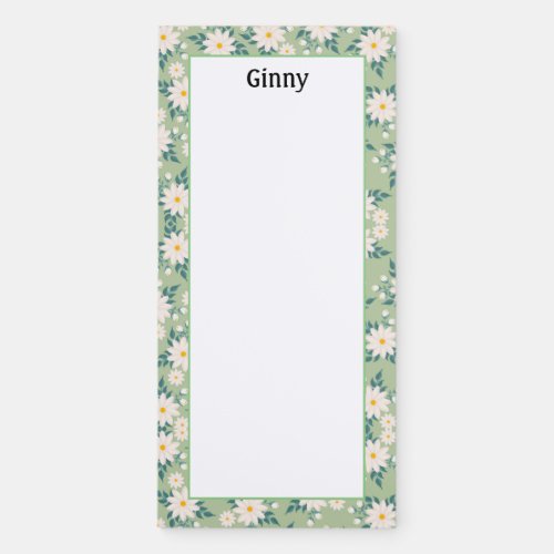 Personalize Pretty Daisy Flowers Floral  Magnetic Notepad