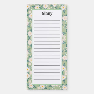 Personalize Pretty Daisy Flowers Lined Magnetic Notepad