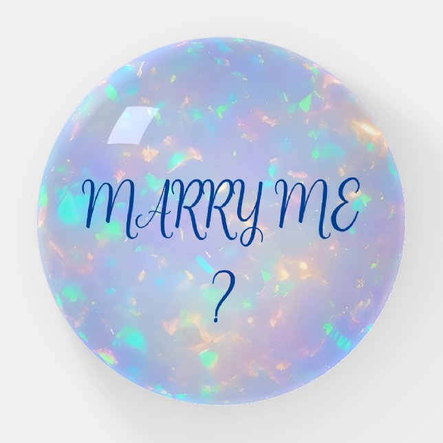Personalize Pretty Pastel MARRY ME? Proposal Dome Paperweight (Front)
