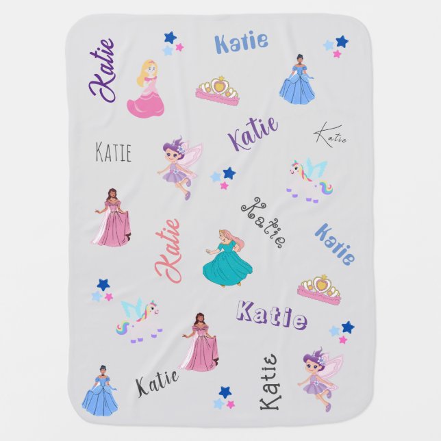 Personalize Princess baby girls Blanket (Front)