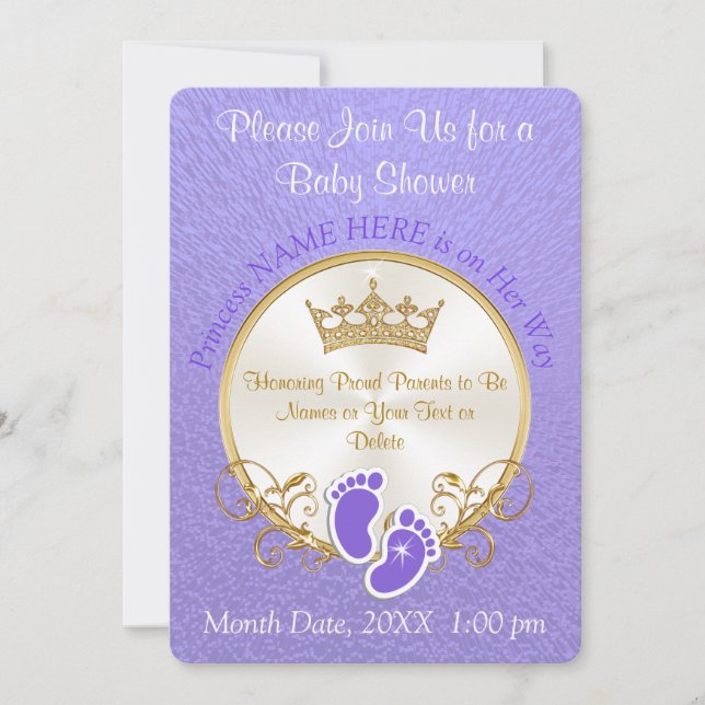 Personalize Princess Theme Baby Shower Invitations (Front)