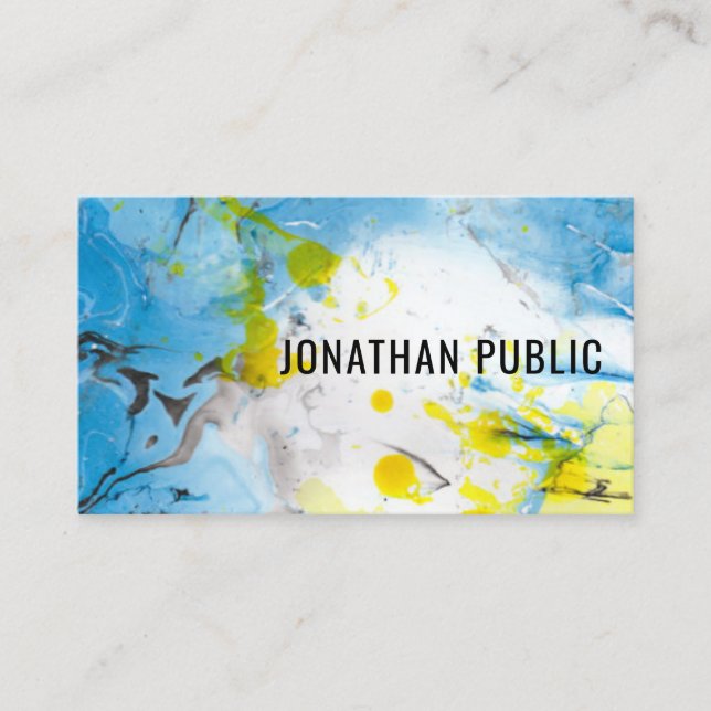 Personalize Professional Trendy Blue Yellow Modern Business Card (Front)