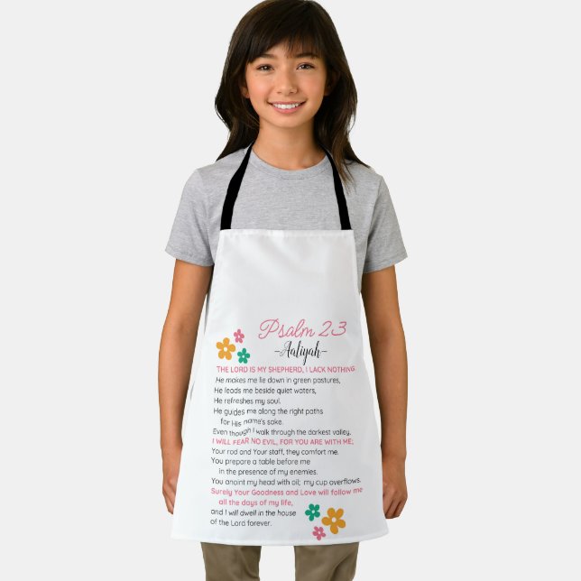 Personalize Psalm 23-NIV Bible Scripture Flowers Apron (Insitu)