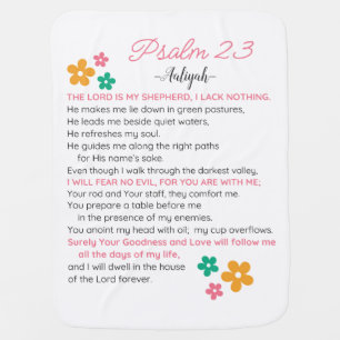 Personalize Psalm 23-NIV Bible Scripture Flowers Baby Blanket