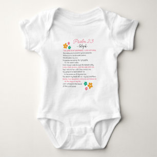 Personalize Psalm 23-NIV Bible Scripture Flowers Baby Bodysuit
