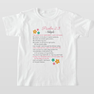 Personalize Psalm 23-NIV Bible Scripture Flowers T-Shirt