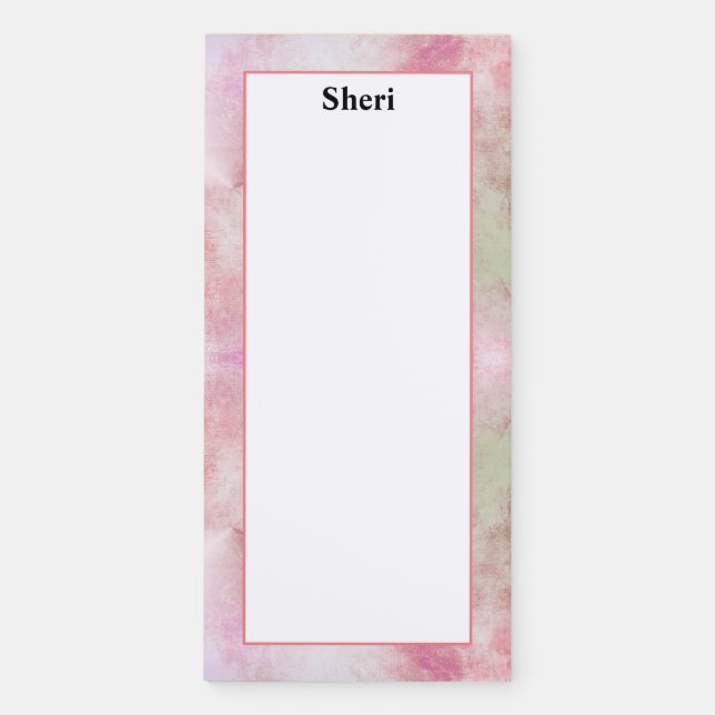 Personalize Psychedelic Pink Abstract Pattern Magnetic Notepad (Front)