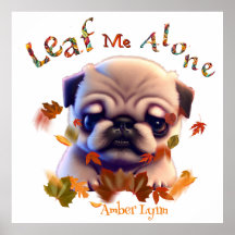 Personalize Pug Puppy Autumn Leaf Quote Cute