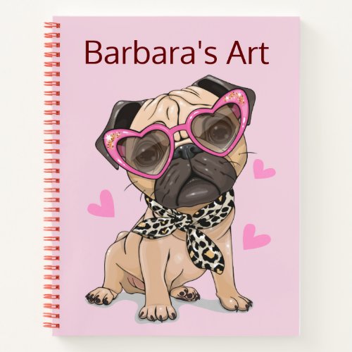 Personalize Pug Sketch Notebook