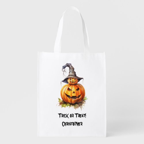 Personalize Pumpkin Halloween Trick or Treat Bag