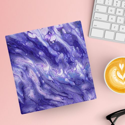 Personalize Purple Acrylic Fluid Pour 3 Ring Binder