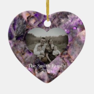 Personalize purple Amethyst Quartz marble stone  Ceramic Ornament