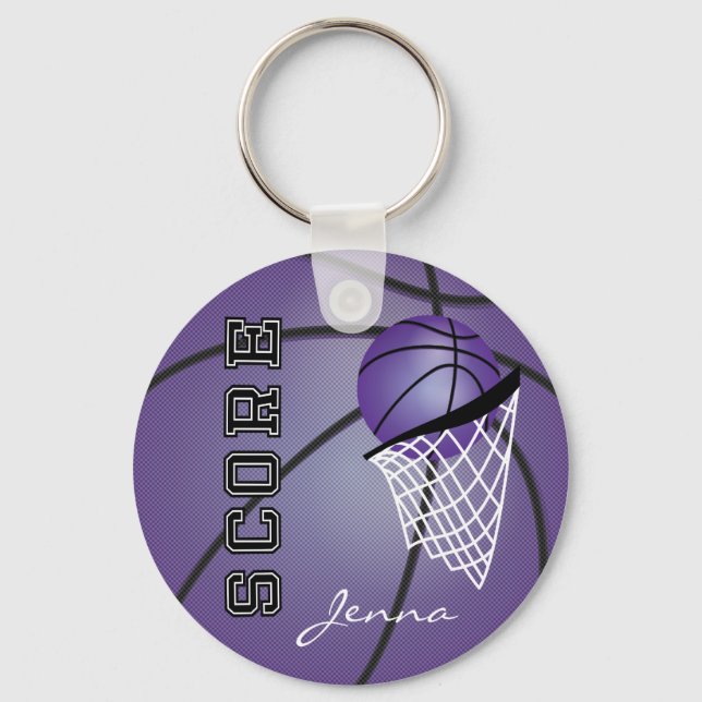 Personalize Purple Basketball Keychain (Front)