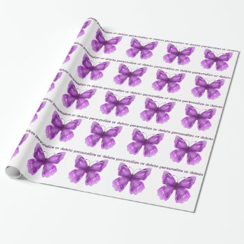 Personalize Purple Butterfly Wrapping Paper by LPFedorchak at Zazzle