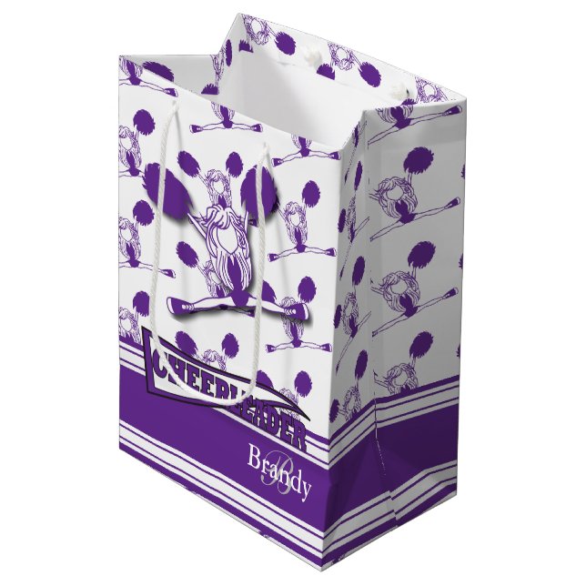 Personalize Purple Cheerleader Medium Gift Bag (Front Angled)