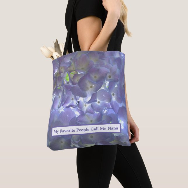 Personalize purple floral Lavender Hydrangeas Tote Bag (Close Up)