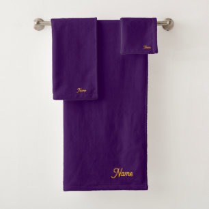 Personalize Purple Gift Personal Bath Towel Set