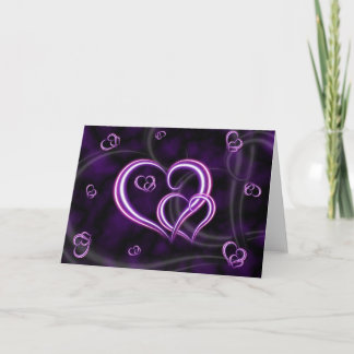 Personalize Purple Hearts Elegant Holiday Card