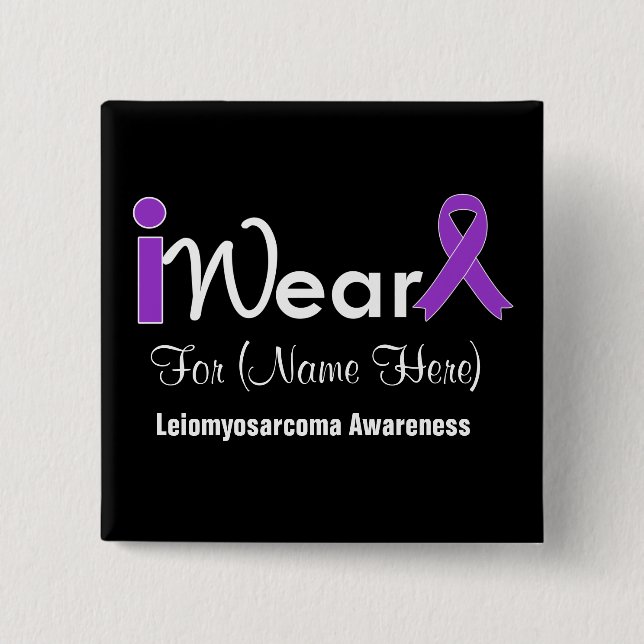 Personalize Purple Ribbon Leiomyosarcoma Button (Front)
