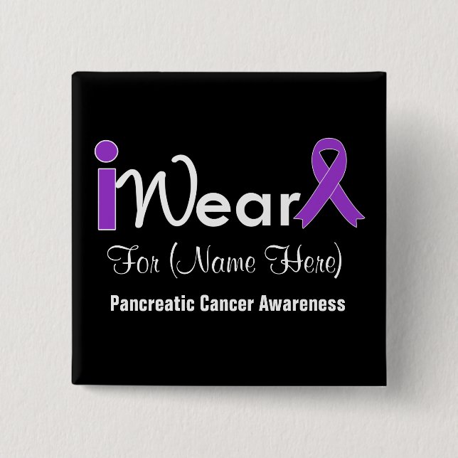 Personalize Purple Ribbon Pancreatic Cancer Pinback Button (Front)