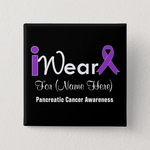 Personalize Purple Ribbon Pancreatic Cancer Pinback Button