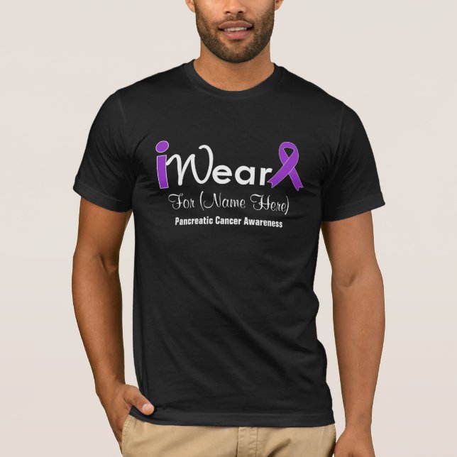 Personalize Purple Ribbon Pancreatic Cancer T-Shirt (Front)