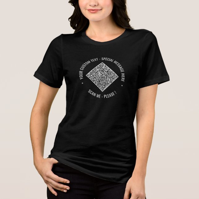 Personalize QR Code Custom Text Your Own Design Tri-Blend Shirt (Front)