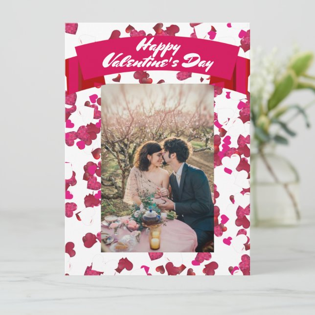 Personalize Quote Photo Sweetheart Pink Valentine  Holiday Card (Standing Front)