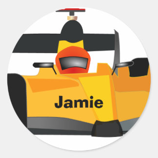 Personalize Race Car Birthday Party Gifts Classic Round Sticker