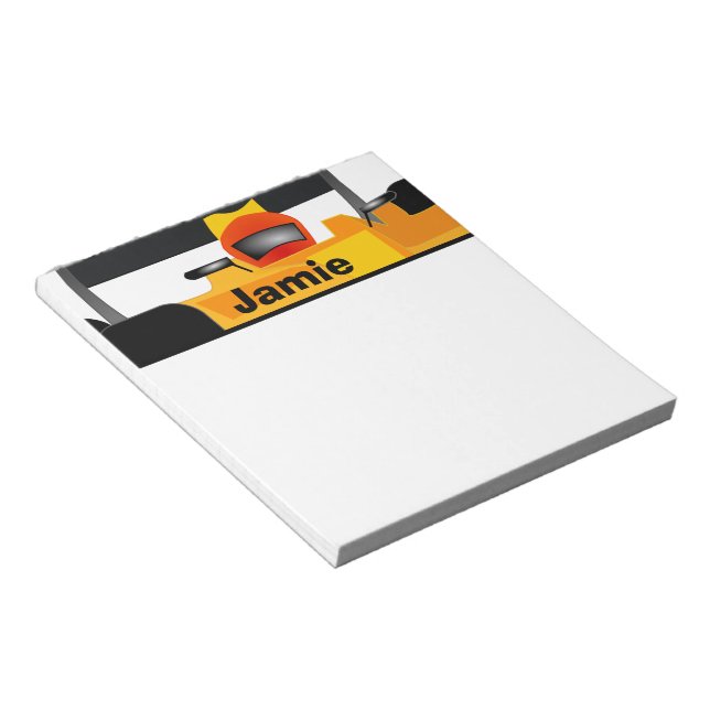 Personalize Race Car Birthday Party Gifts Notepad (Angled)
