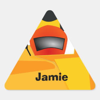 Personalize Race Car Birthday Party Gifts Triangle Sticker