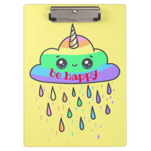 Personalize Rainbow Cloud Unicorn Clipboard
