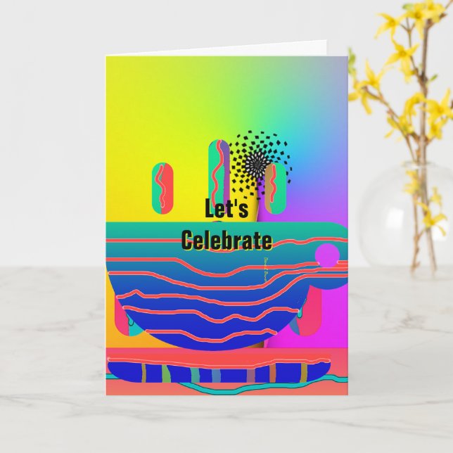 Personalize Rainbow Coffee Cup Add Inside Text Card (Yellow Flower)