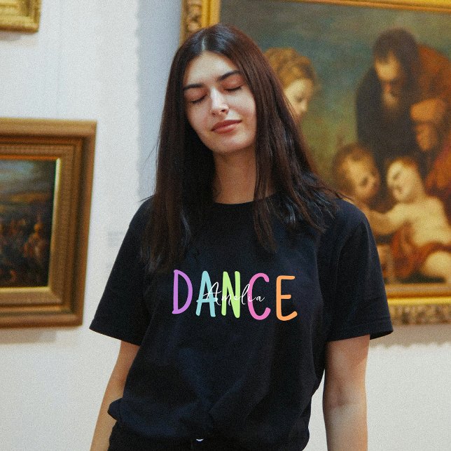Personalize Rainbow Color Dance Lover Black T-Shirt (Personalize Rainbow Color Dance Lover Black T-Shirt)